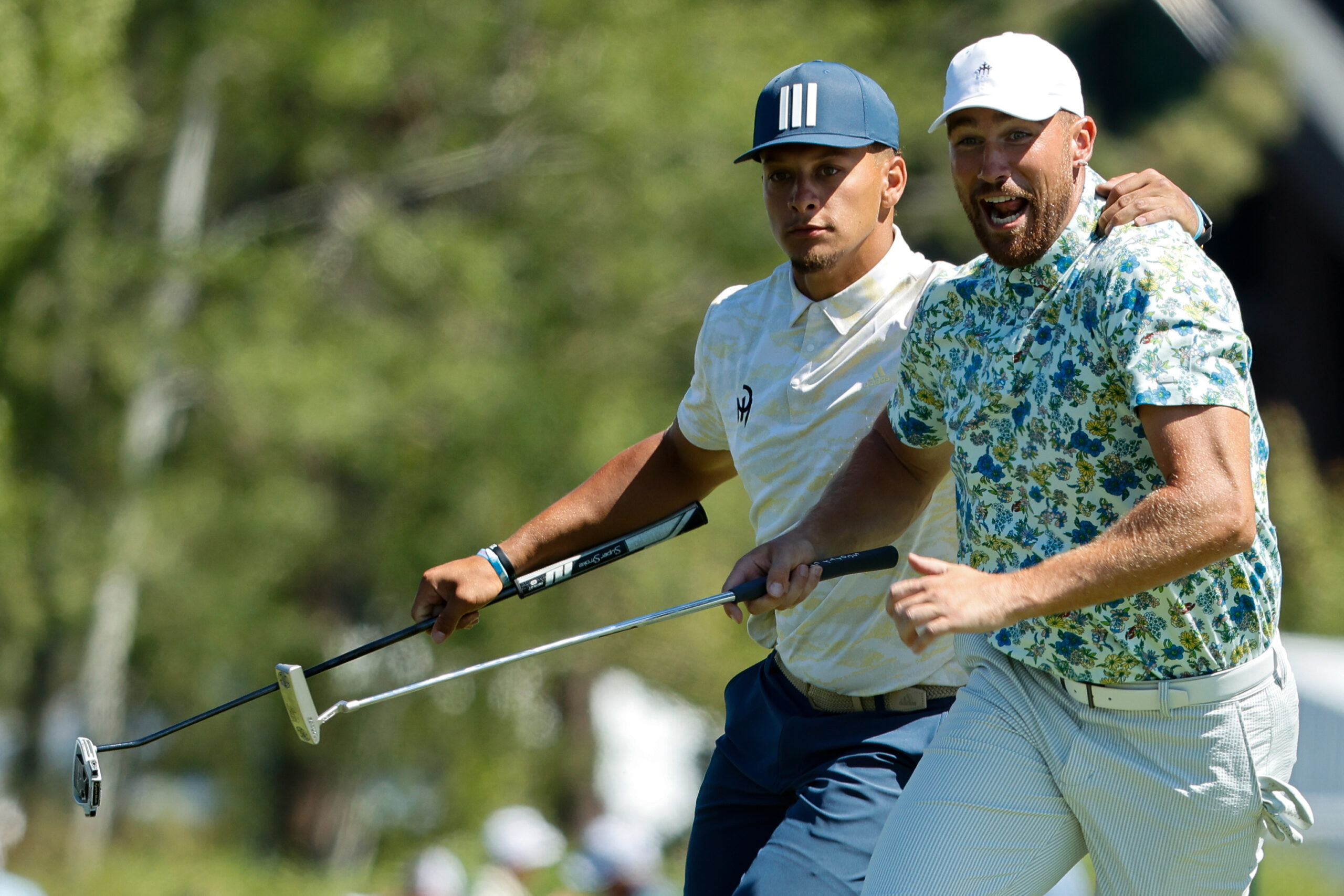 Patrick Mahomes, Travis Kelce win celebrity golf match against Steph Curry, Klay Thompson; Mahomes was also on brand, too, using the event as another example of the value of teamwork.