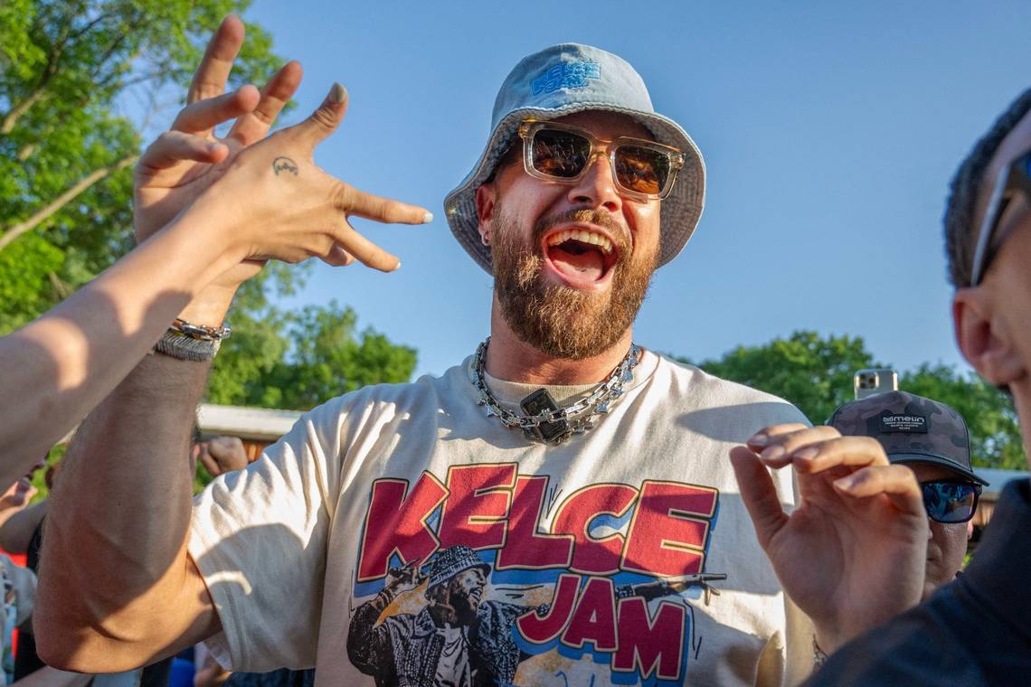 Travis Kelce delights Taylor Swift fans by listing his favorite album 'Era'... and revealing which of his girlfriend's songs he'd most like to play at Kelce Jam