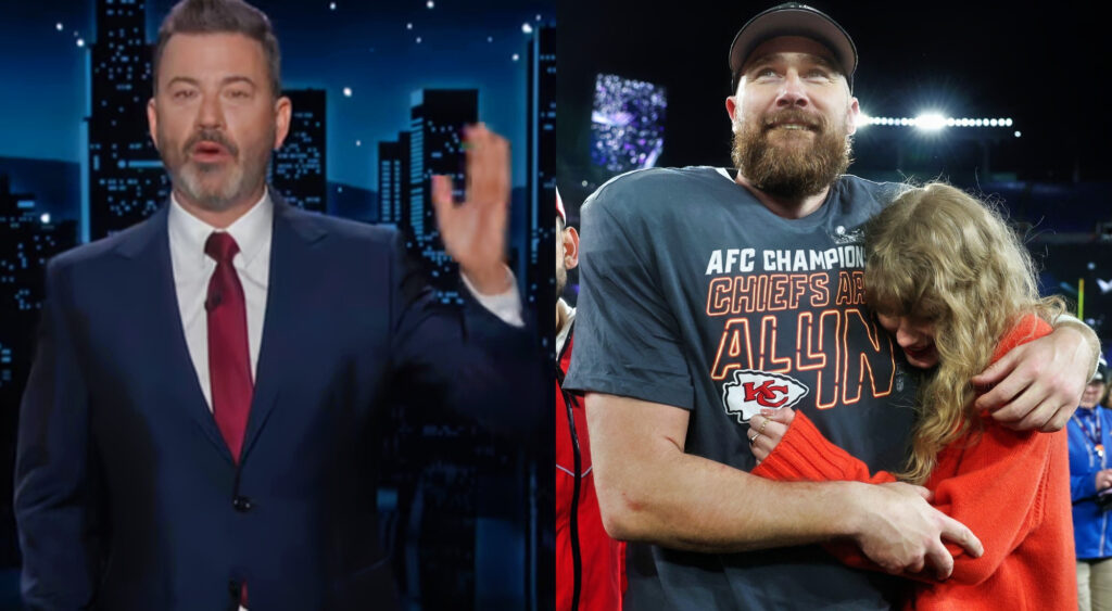 Travis Kelce may have a jaw-dropping new salary, but he’s still got a ways to go to impress Jimmy Kimmel.