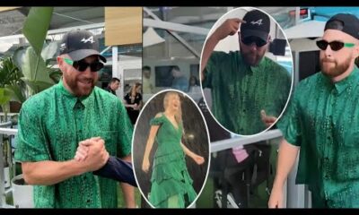 Travis Kelce goes casual in green as he continues solo weekend at F1’s Miami Grand Prix without Taylor Swift