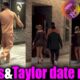 Taylor Swift wears a mini skirt with Travis Kelce, causing him to walk faster as she turns heads; The couple were seen in Las Vegas