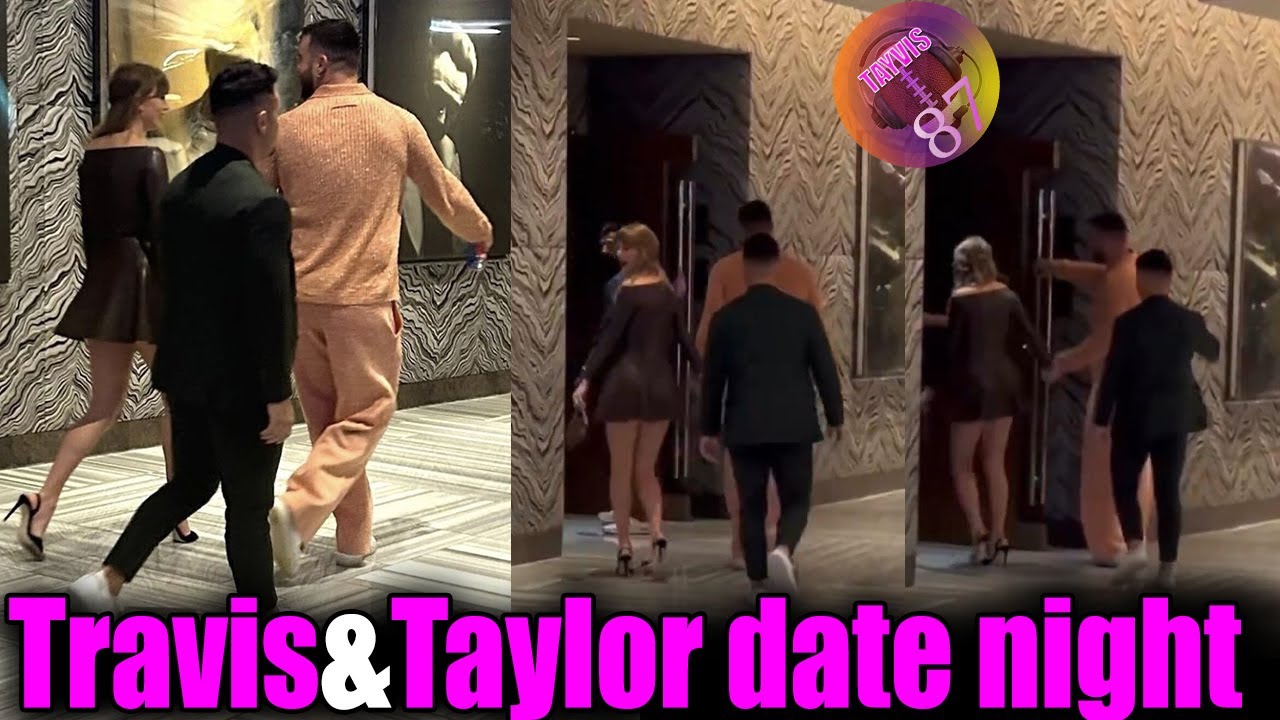 Taylor Swift wears a mini skirt with Travis Kelce, causing him to walk faster as she turns heads; The couple were seen in Las Vegas