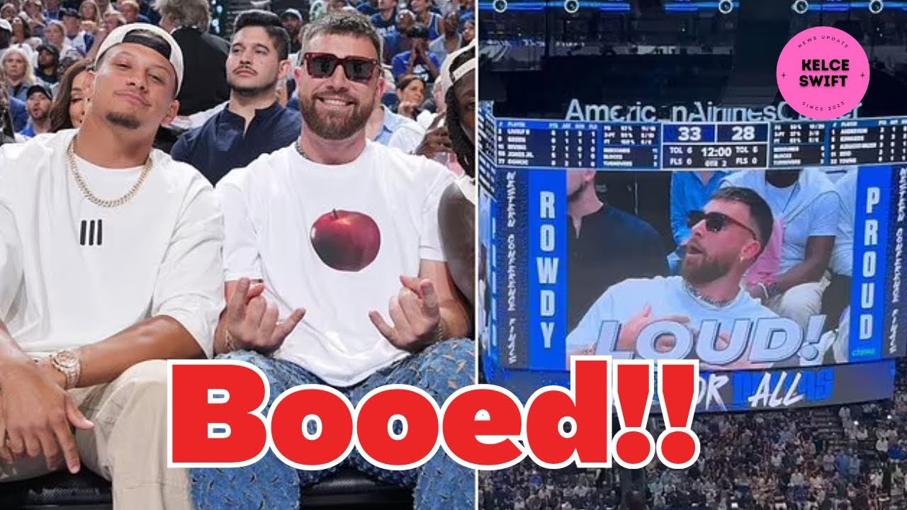 WATCH: Travis Kelce furious for being booed at Mavs-Timberwolves game with Chiefs teammate Patrick Mahomes