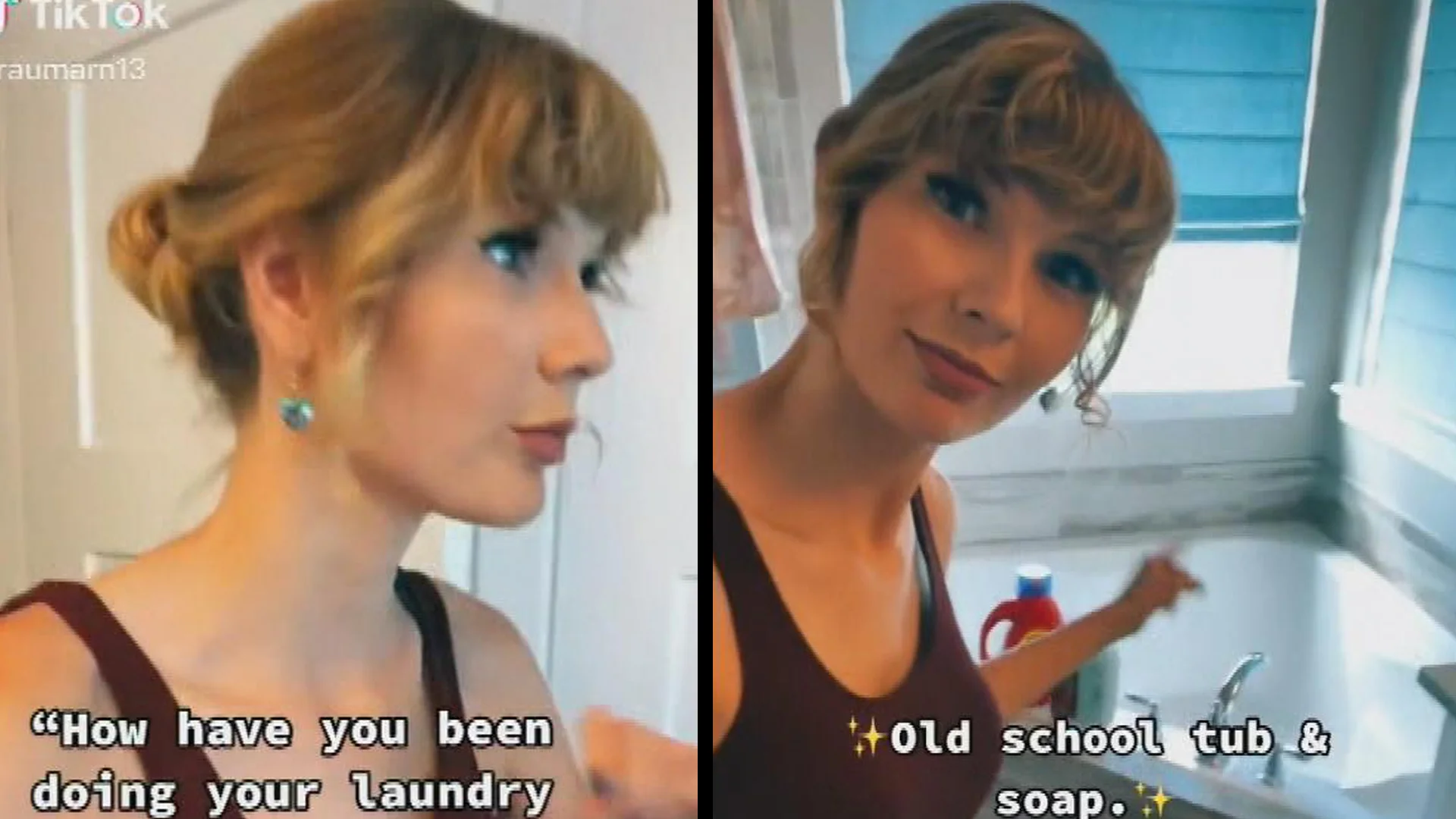 Tennessee nurse shocks and confuses TikTok users with her VERY uncanny resemblance to Taylor Swift - and even has some viewers convinced the pop star does her laundry in the bathtub