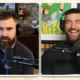 Hilarious moment Jason Kelce's Irish wolfhound interrupts the latest New Heights episode - and the huge hound leaves Travis STUNNED: 'Damn, what the f*** was that?'