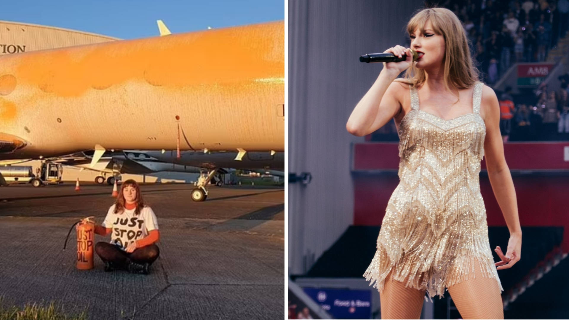 EXCLUSIVE: The Swiftie 'superfan' arrested for trying to cover popstar's private jet in paint: Ex-DwP civil servant, 28, who broke into Stansted in latest Just Stop Oil stunt is pictured with Taylor Swift during her 1989 World Tour