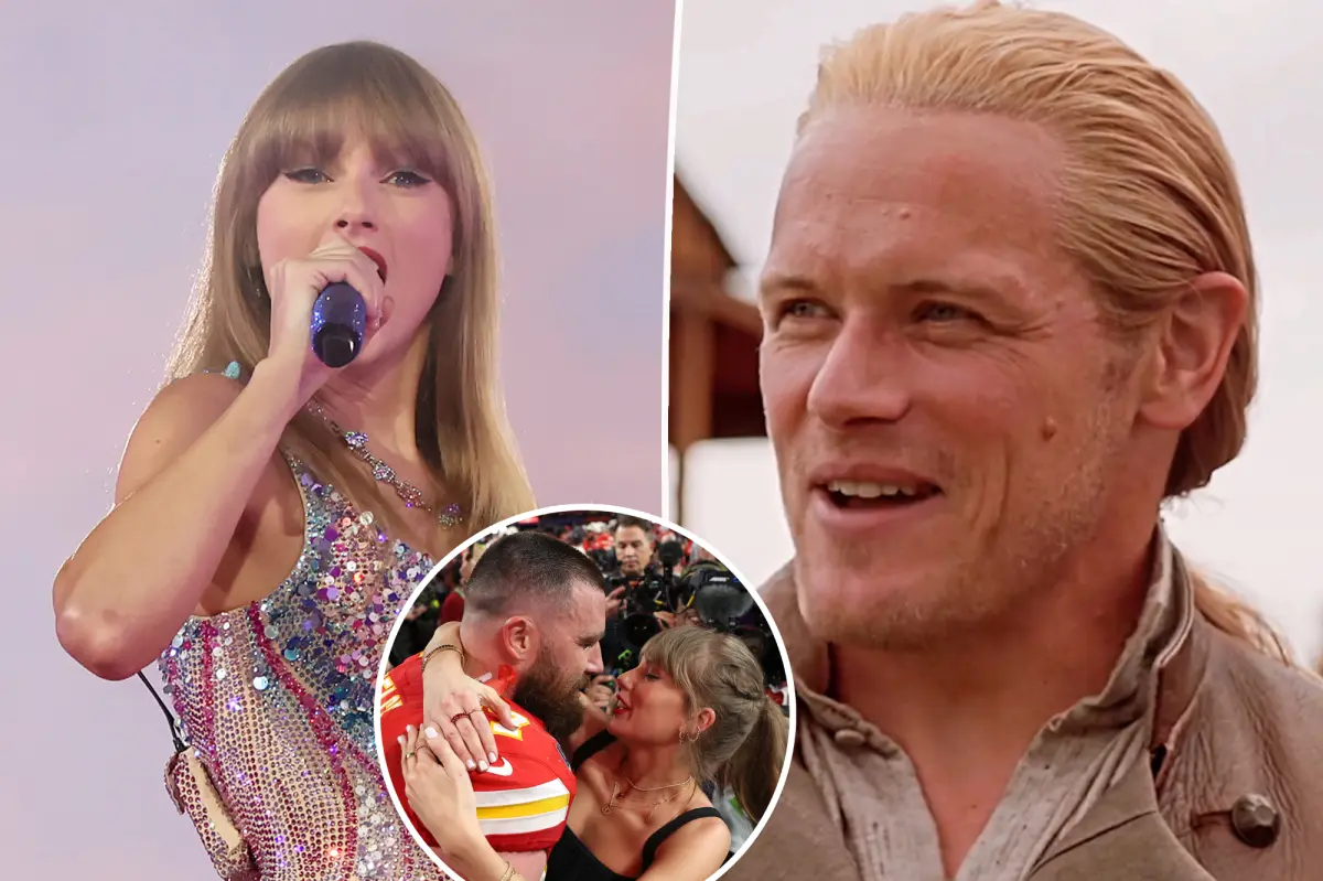 Outlander star Sam Heughan jokes that Taylor Swift will leave Travis Kelce for HIM ahead of singer's Eras Tour stop in Scotland