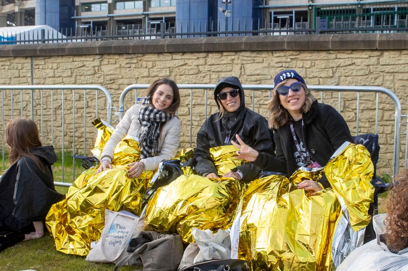 Taylor Swift fans dress up in costumes and wrap themselves in blankets as they brave brisk Edinburgh to queue up hours ahead for singer's third show in Scotland