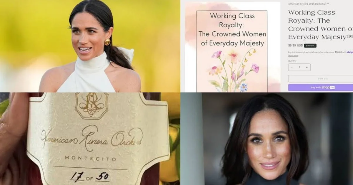 BREAKING: Meghan Markle's American Riviera Orchard lifestyle brand name is stolen by a COPYCAT website and used to sell cheeky adult coloring books about 'working class royalty'