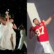 Taylor Swift reenacts boyfriend Travis Kelce’s bow and arrow move as he attends her London concert