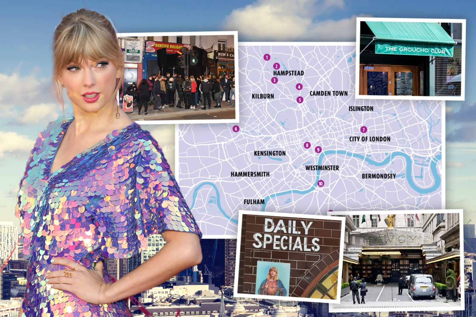 Taylor Swift's favorite London pubs, parks (and kebab shop) revealed in map of the capital